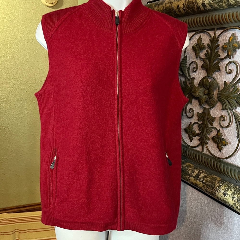 VTG Charter Club Ted Wool Zip Up Vest Sz M